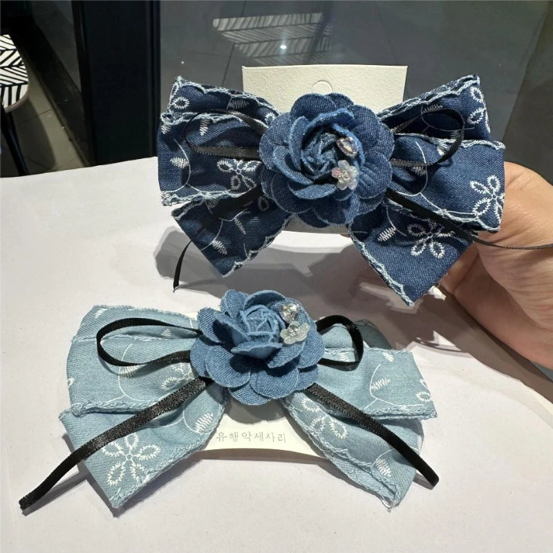 

Korean Fabric Cowboy Bow Hair Clips for Women Elegant Camellia Flower Hairpins Barrette Girls Hair Accessories Headwear