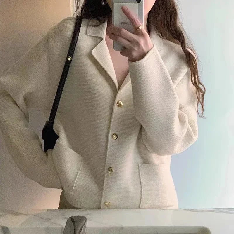 

ZJAISS 2025 женские осенне-зимние свитера с круглым вырезом вязаный кардиган модные повседневные вязаные топы с длинными рукавами в корейском стиле новые