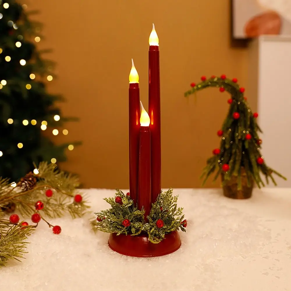 Velas LED navideñas Retro, vela eléctrica de plástico luminosa, candelita parpadeante, elegante vela simulada