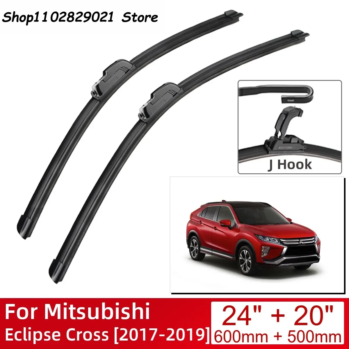 

For Mitsubishi Eclipse Cross 2017-2019 24"+20" Car Accessories Front Windscreen Wiper Blade Brushes Wipers U Type J Hooks 2019