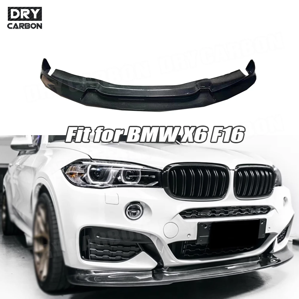 

Carbon Fiber Front Bumper Lip Chin Spoiler Car Styling FRP Body Kits Accessories For BMW X6 F16 M Sport 2014 - 2018