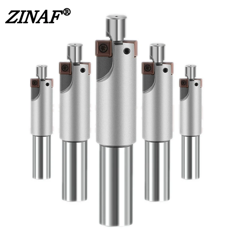 Flat-bottom countersunk milling cutter M8-M20 with guide column positioning, straight shank, cup head screw