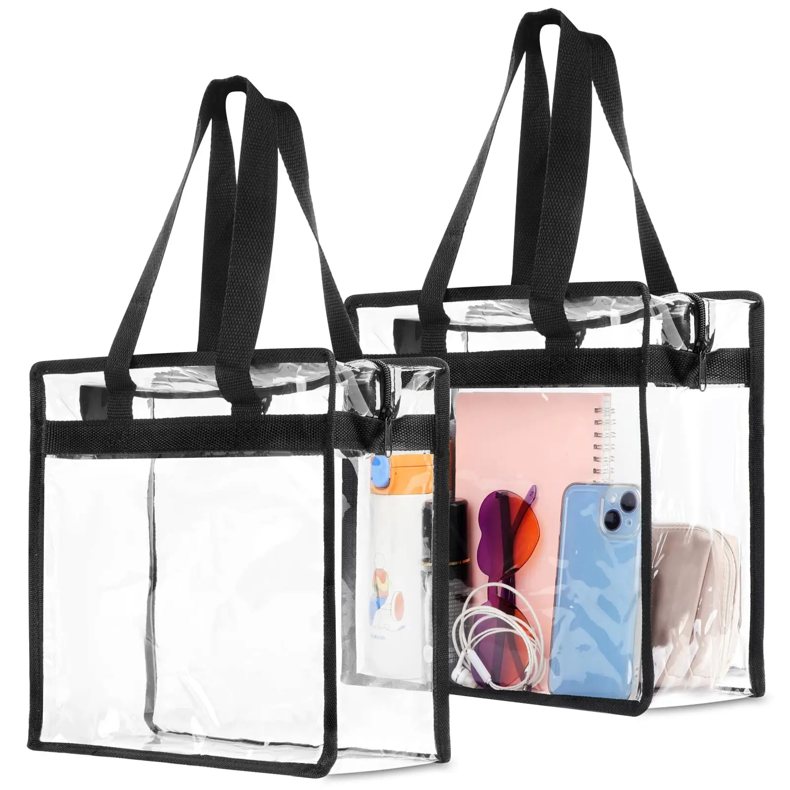 Clear bags For Stadium Events Approved Large Capacity Transparent Shoulder Bag with Zipper Transparent Tote Bag For Concerts