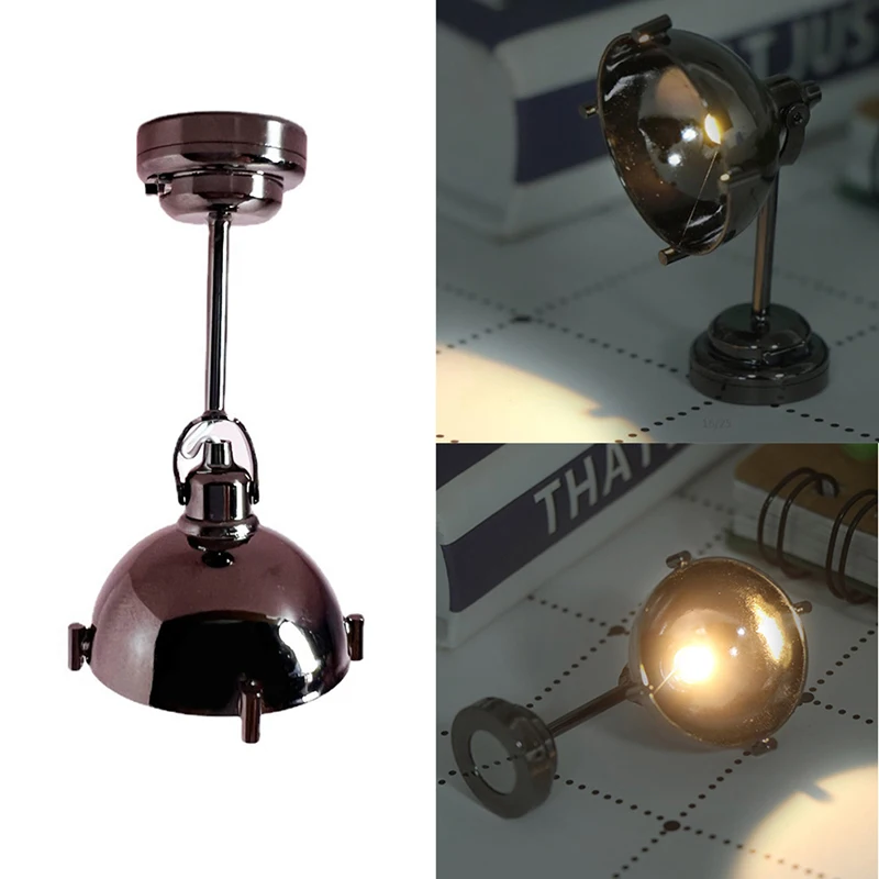 

[JT]1Pc 1:12 Dollhouse Miniature LED Ceiling Lamp Chandelier Battery Operated for Bedroom Living Room DIY Decor Accessories