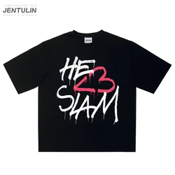 Hip Hop Oversized Streetwear Men's Clothing LIDA Graphic Love Slam Print Y2k Short Sleeve Top Harajuku Korean Tshirt Cotton Goth