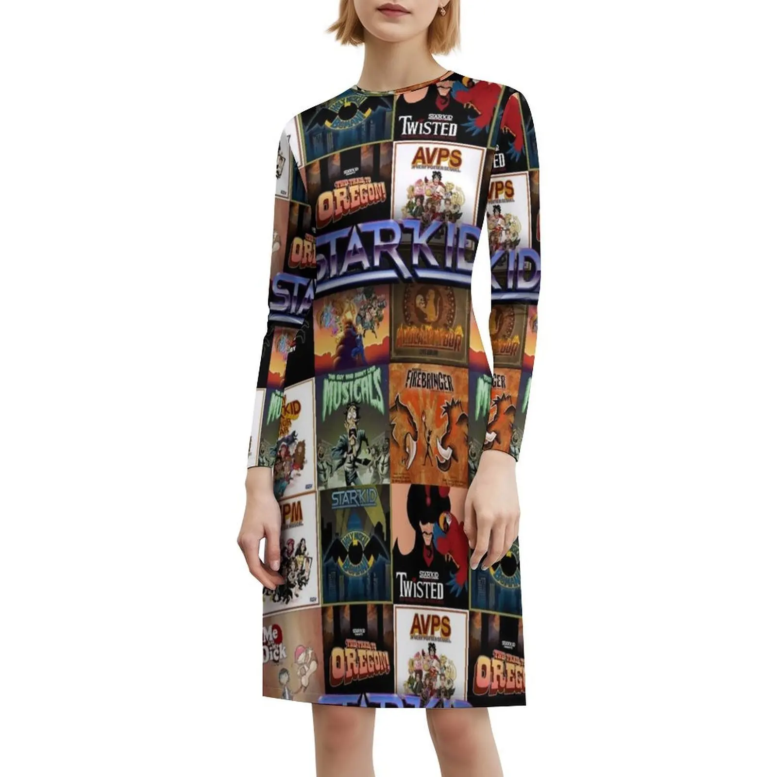 فستان بوهيمي من Starkid Collage بدون أكمام متعدد الطباعات لحفلات العطلات على الشاطئ فستان Starkid Collage Trail إلى Oregon Tto Ani أنثى #6