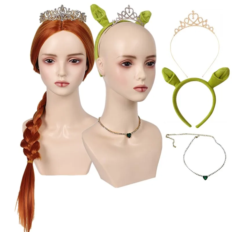 Fiona Cosplay Wig Crown Headband Heat Resistant Synthetic Hair Carnival Halloween Party Disguise Props Gifts