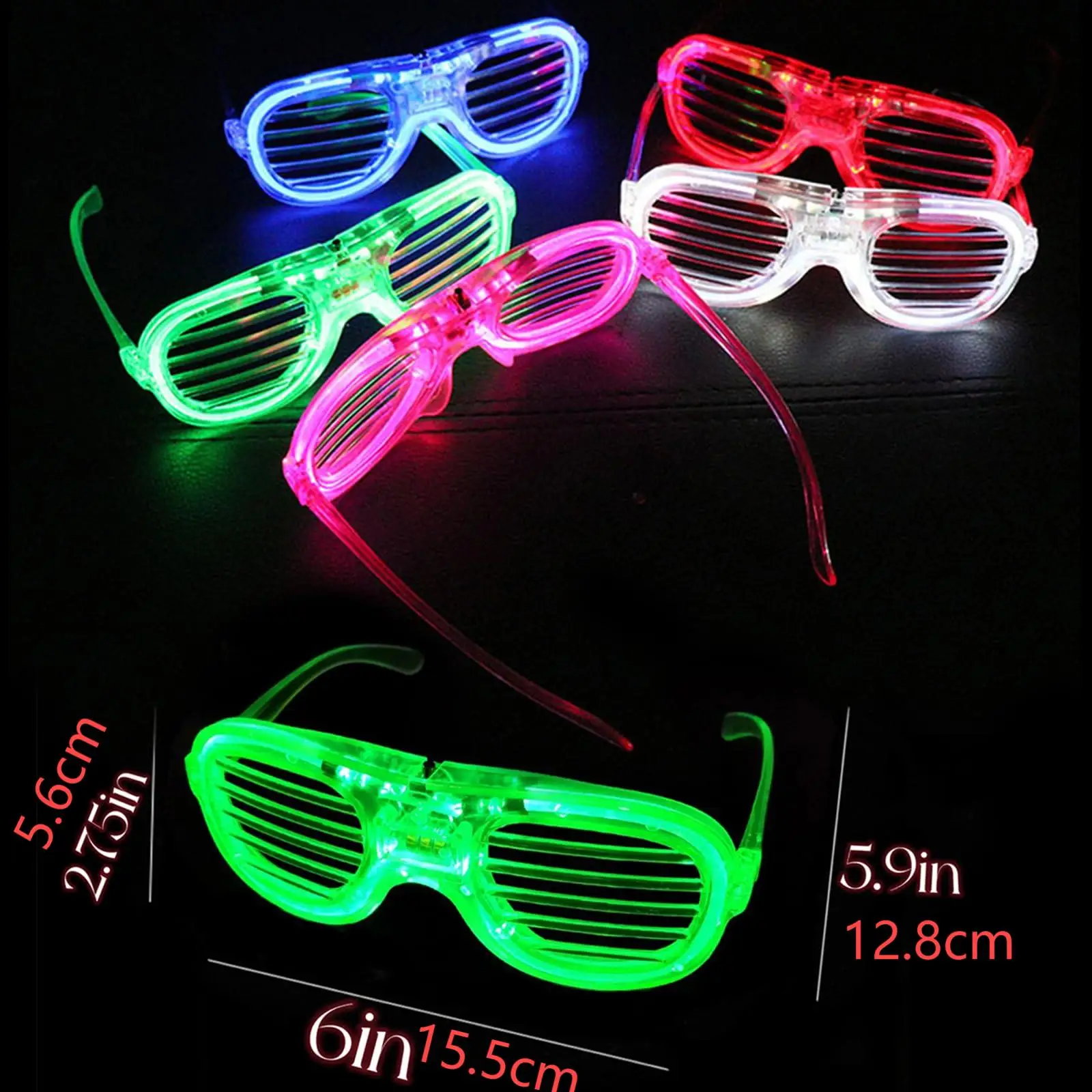 20 Packs LED Glasses 5 Neon Colors glow in the dark party supplies Favor for Kids Adult Glow sticks Light Up Glasses fit Holiday