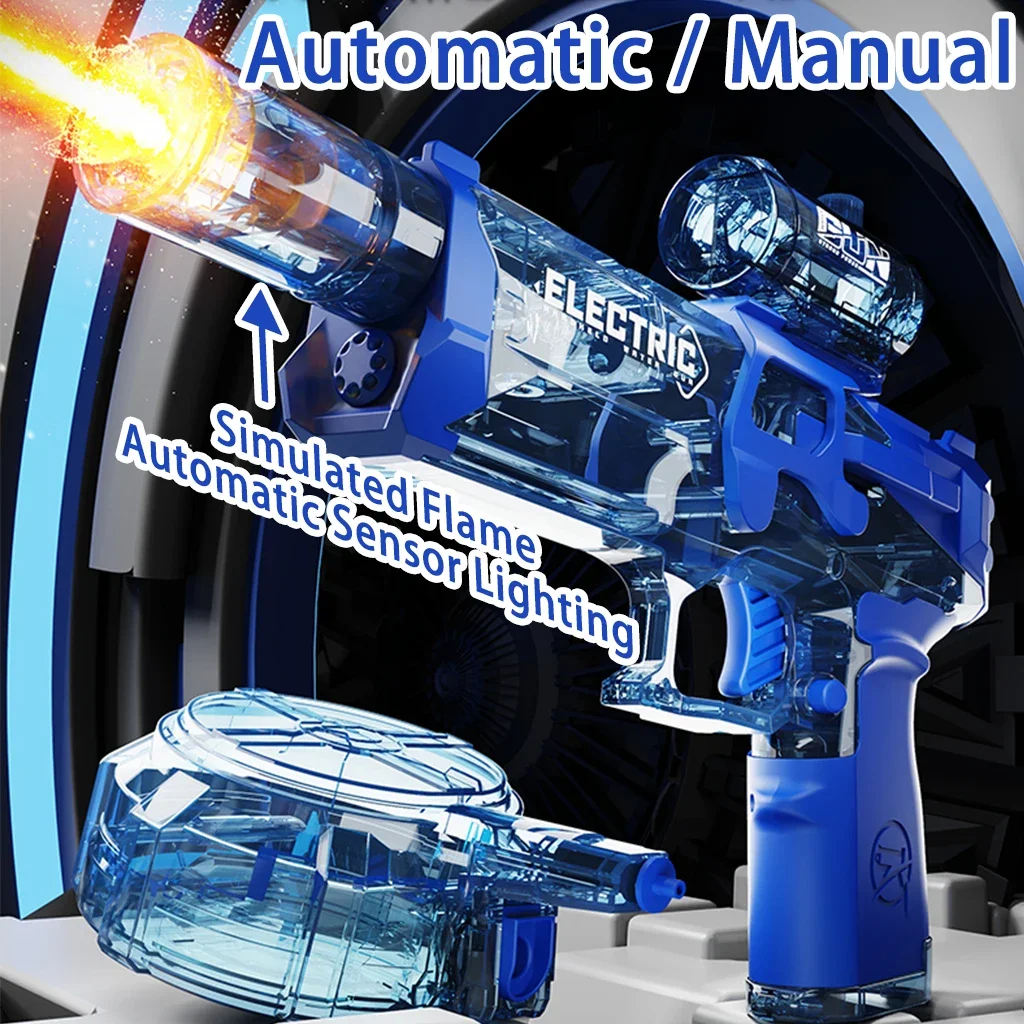 Automatic Squirt Guns Pistol Simulated Flame Water Gun Blaster Toys for Children Adults Electric Launcher Gifts for Boys Girls