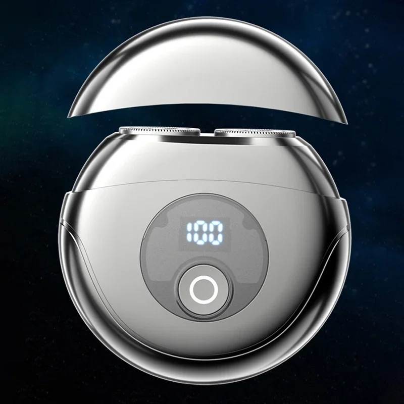 

Men's portable travel dual head digital display shaver for home and travel, rotating electric mini shaver