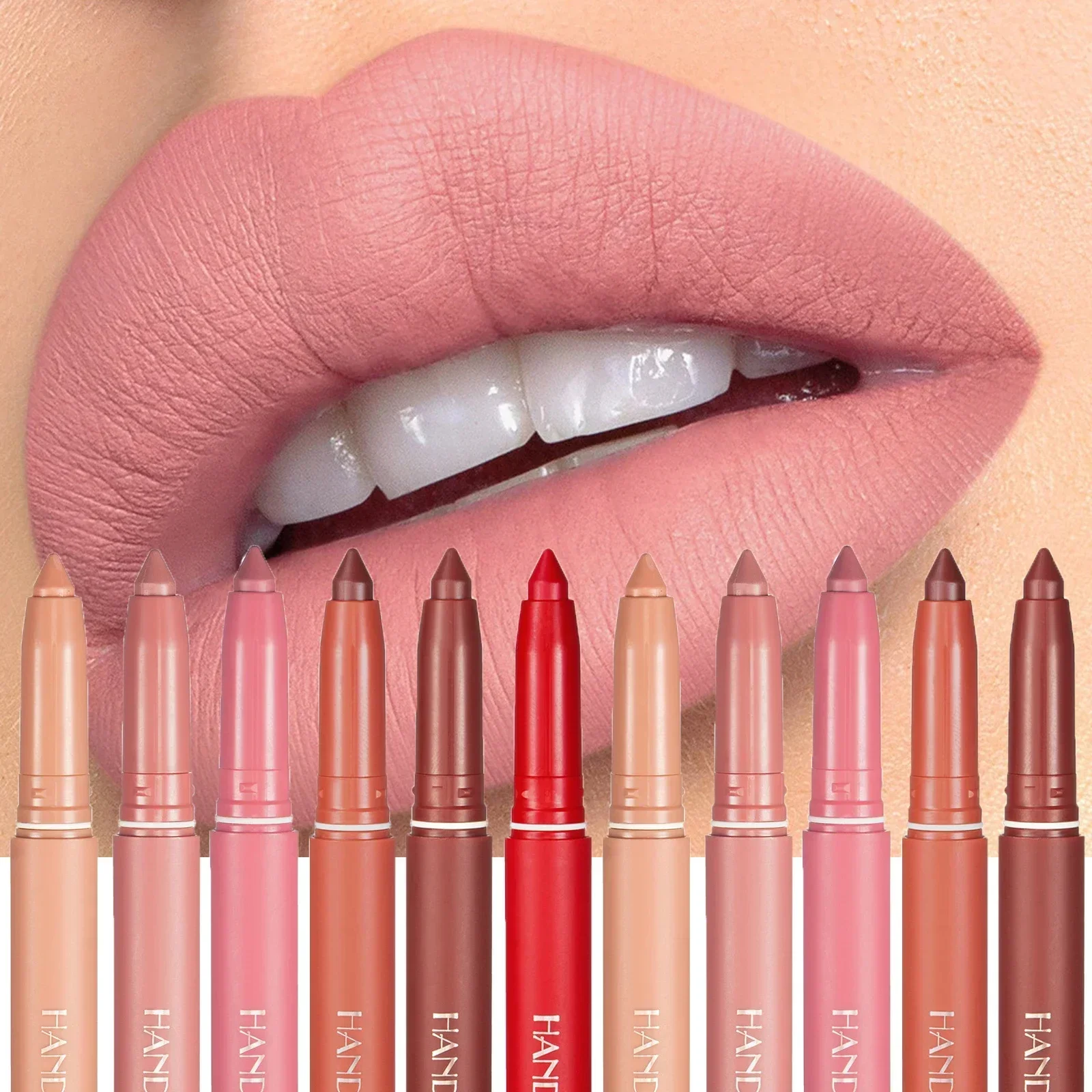 Heallor Nude Pink Matte Lipstick Pen Matte Solid Lip Gloss Waterproof Long Lasting Lipstick Pencil Lip Liner Pens Lips Make Up 1