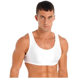 Canotta corta lucida da uomo tinta unita girocollo gilet senza maniche top costumi da bagno bodybuilding reggiseno sportivo gilet t-shirt da notte