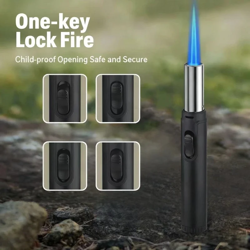 Creativity New Generation Windproof Direct Flame Cigar-Specific Portable Outdoor Camping BBQ High-Temperature Lighter Portable