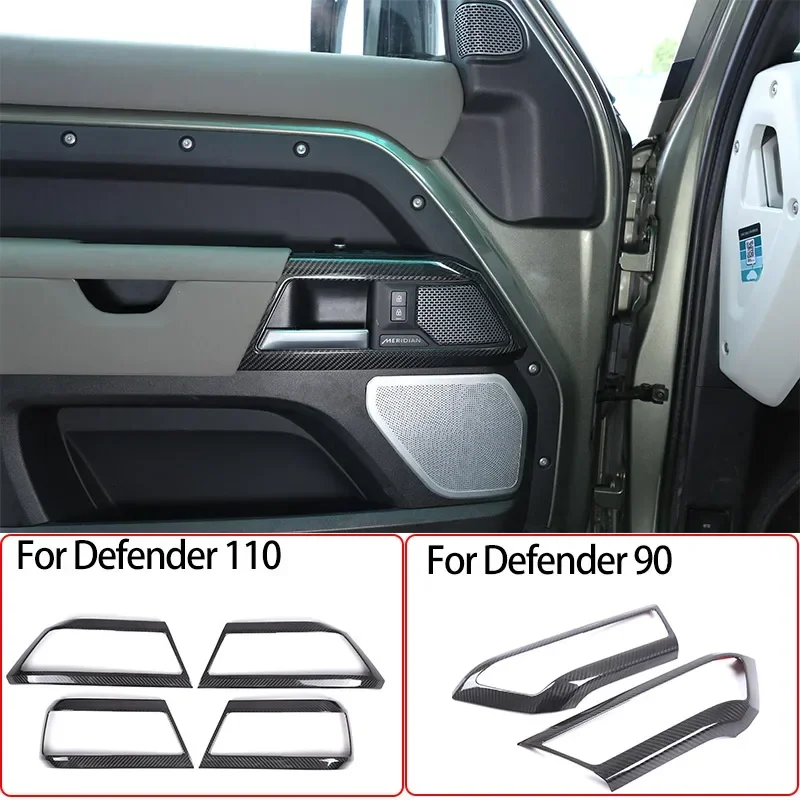 

For Land Rover Defender 90 110 2020-21 Real Carbon Fiber Car Inner Door Handle Frame Decoration Sticker Car Accessories