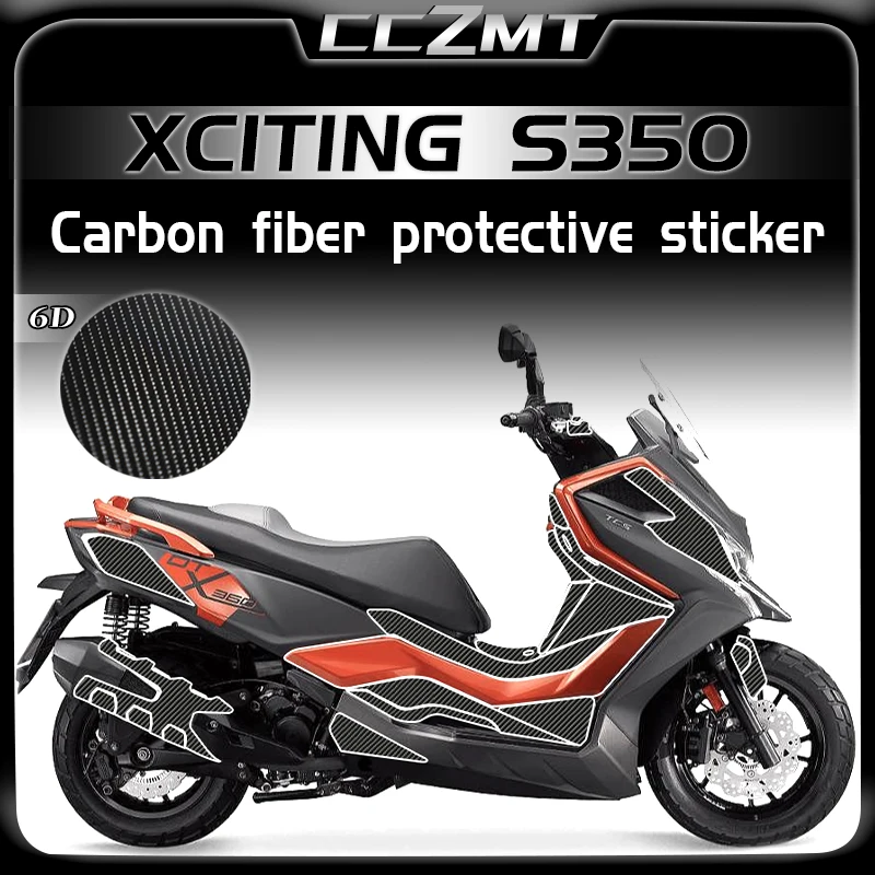 

For KYMCO DTX360 XCITING S350 Xciting S350 2023 6D carbon fiber protective sticker transparent film modification accessories