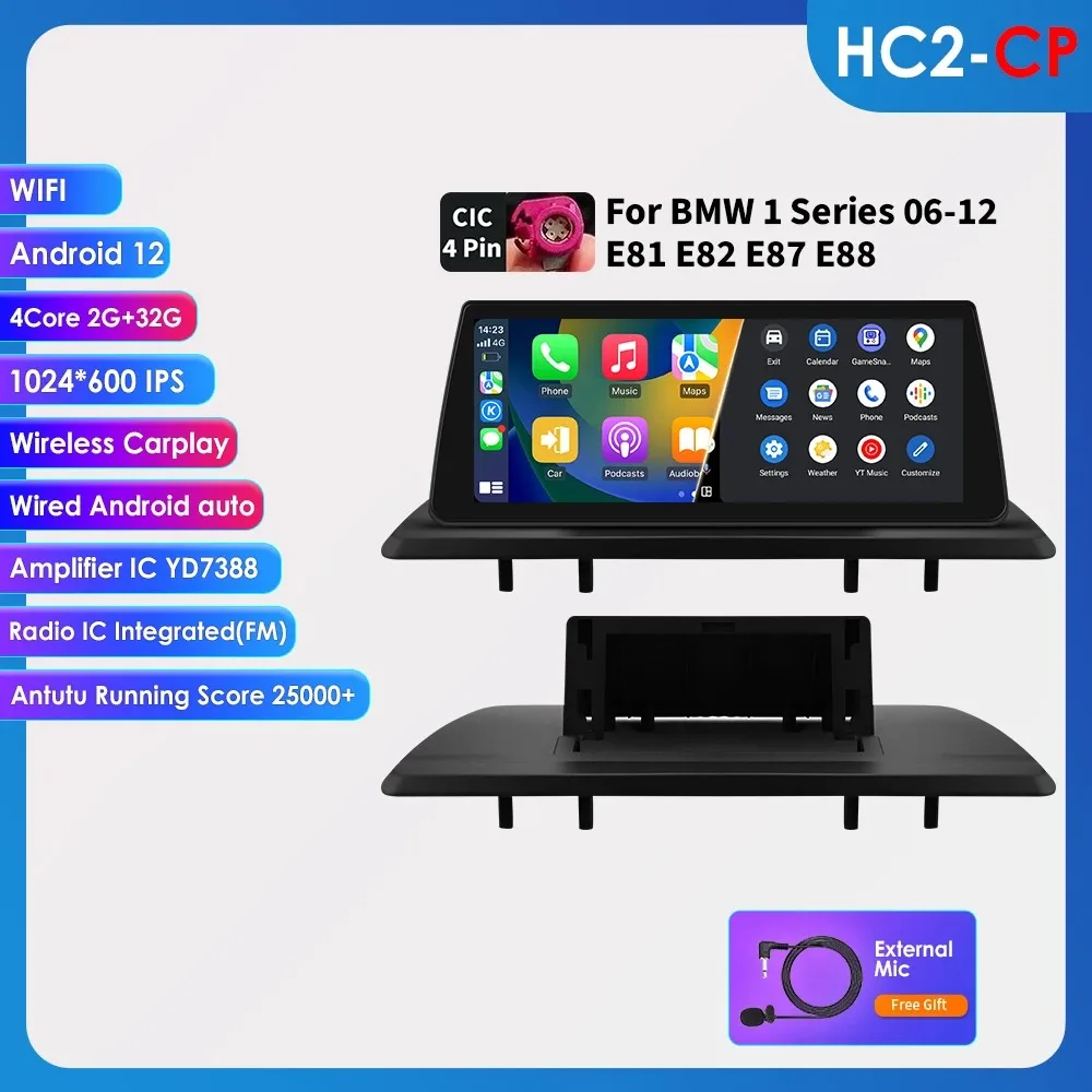 Hizpo 10.25 "Android 14 Carplay Auto Radio Voor Bmw 1 Serie E81 E82 E87 E88 09-16 Autoradio multimedia 2DIN Auto Intelligente