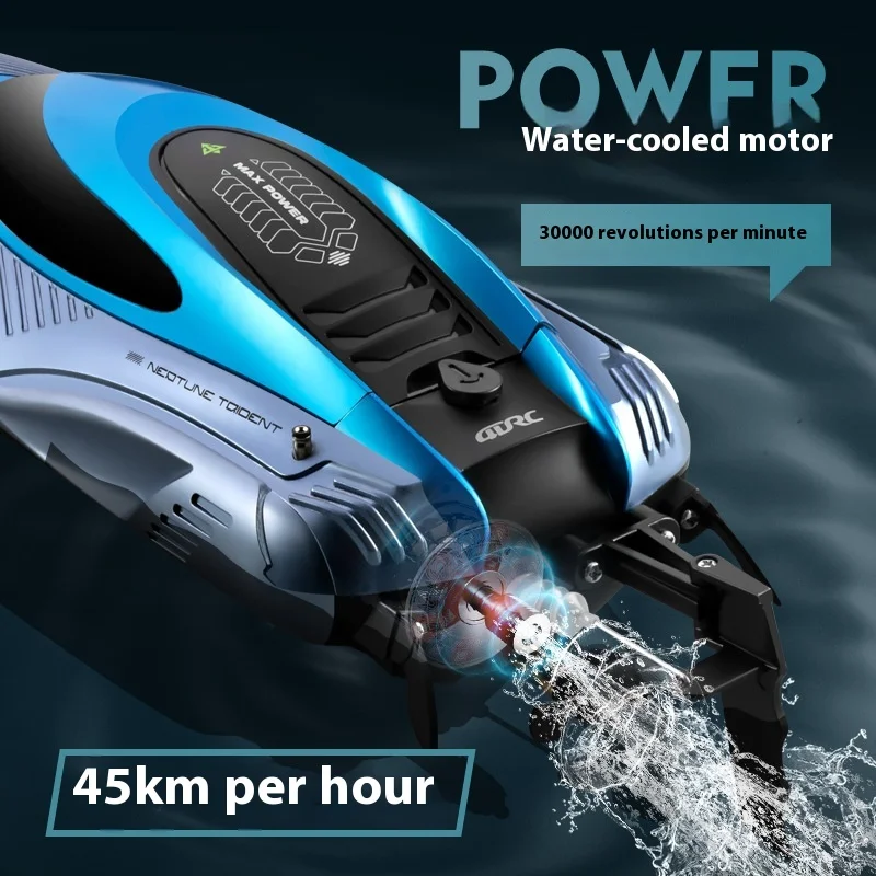 نموذج قارب RC كبير عالي السرعة S3 مع محرك مبرد بالماء وقوة قوية وبطارية منخفضة تحذير ومفتاح واحد لإعادة ضبط قوارب الألعاب على الماء #3