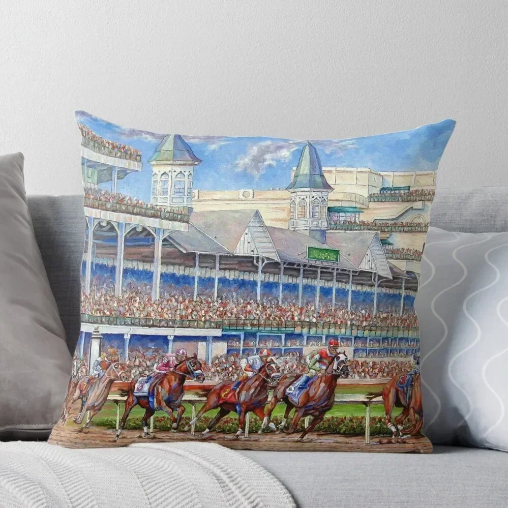 

The Kentucky Derby - Leading the Field Throw Pillow Plaid Sofa christmas supplies pillow