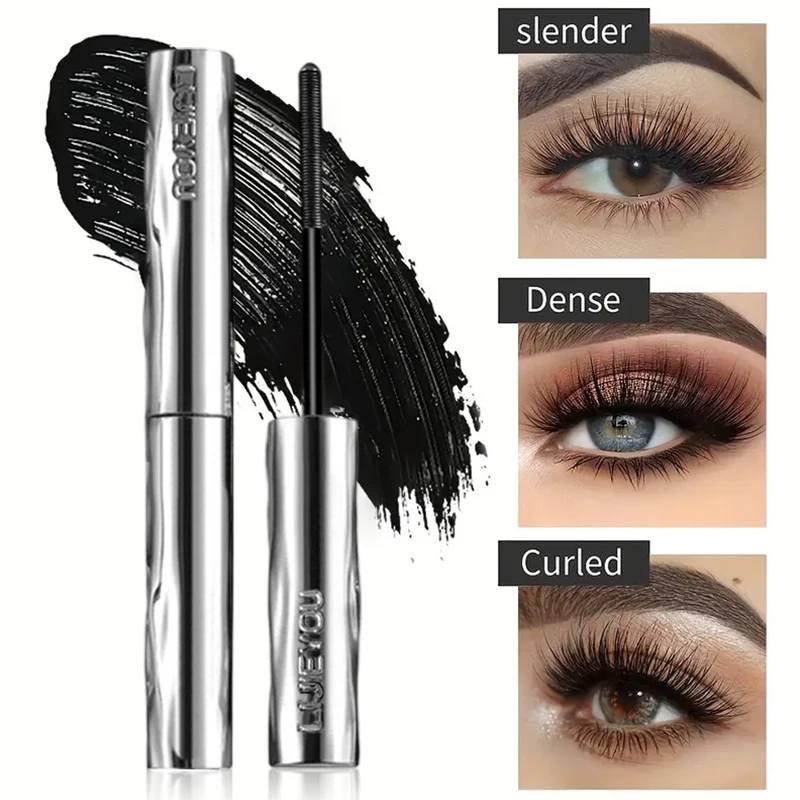 Máscara de tubo de acero, fórmula resistente al agua y al sudor, espesa y alarga el rizo, efecto completo natural duradero, maquillaje de fiesta