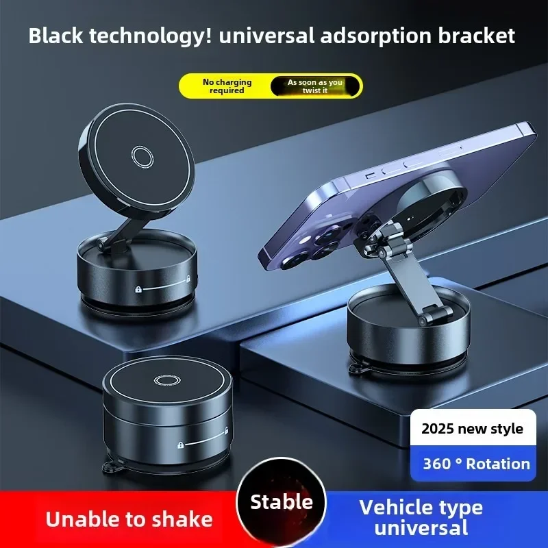 

2025 Strong Magnetic Car Phone Holder Foldable 360° Rotation Vacuum Adsorption For Car/Desk/Bathroom Universal Car Holder