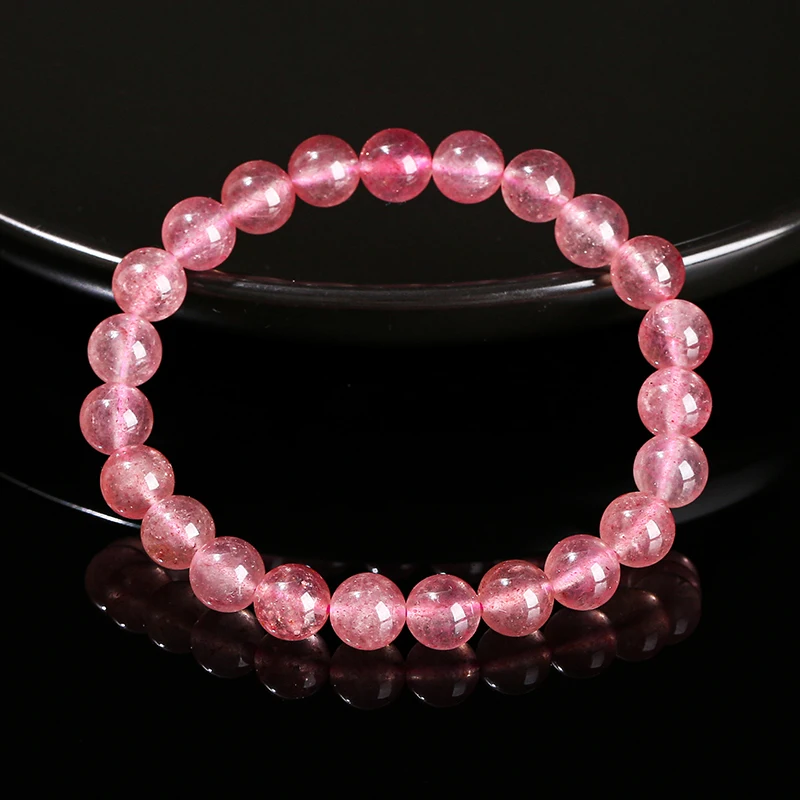 JD 5A Natural Brazil Strawberry Crystal Quartz Bead Bracelet Women Charm Purify the Soul Jewelry Reiki Healing Pulsera Yoga Gift