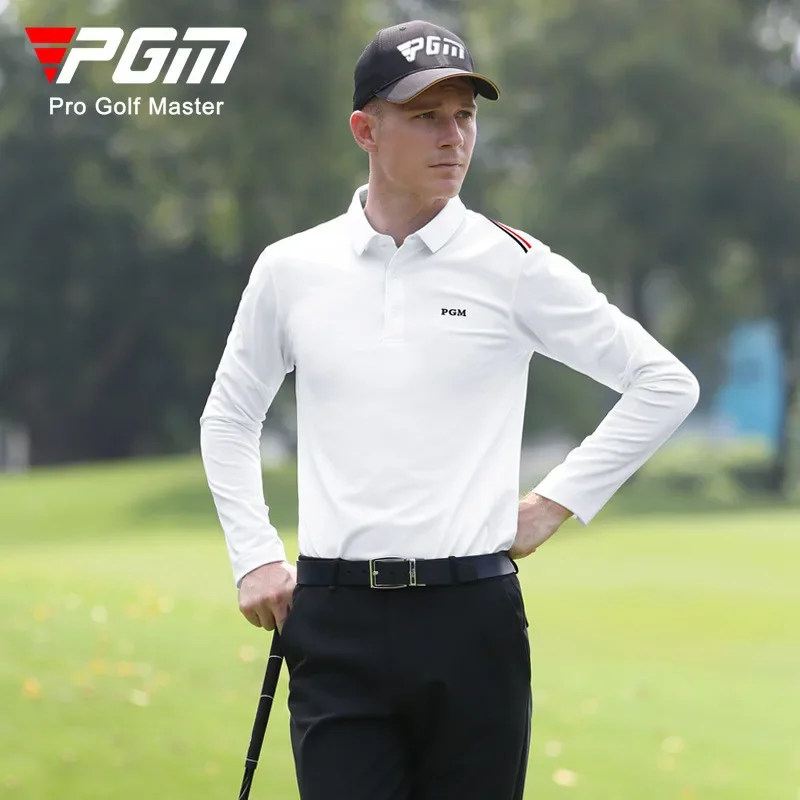 PGM Golf Clothing Men's Long Sleeve T-shirt Winter Collar Polo Shirt Golf Men's Upper Clothing