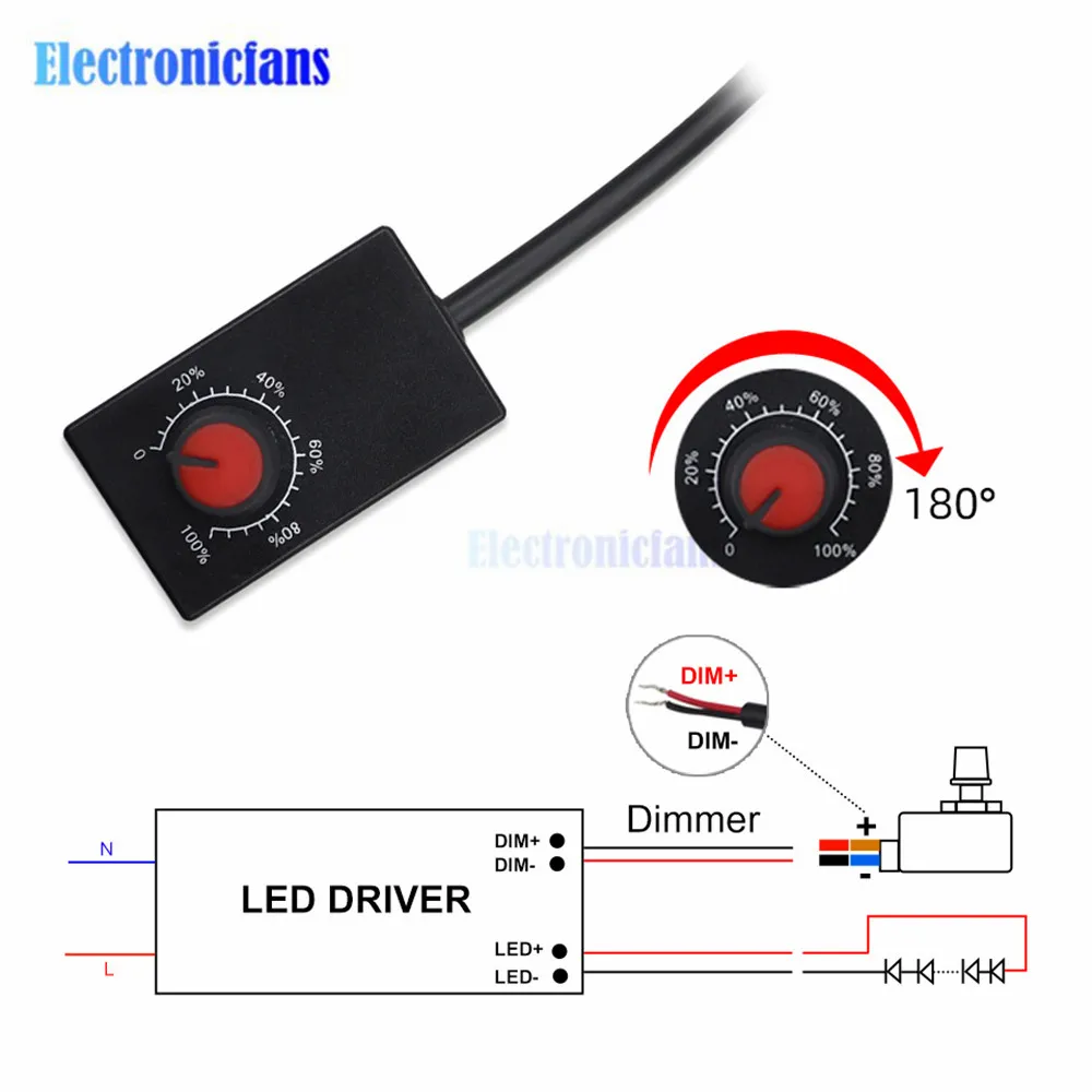 DC 0/1-10V LED Dimmer manopola Controller Mini interruttore rotante PWM dimmerabile per illuminazione interna dimmerabile faretto LED Driver