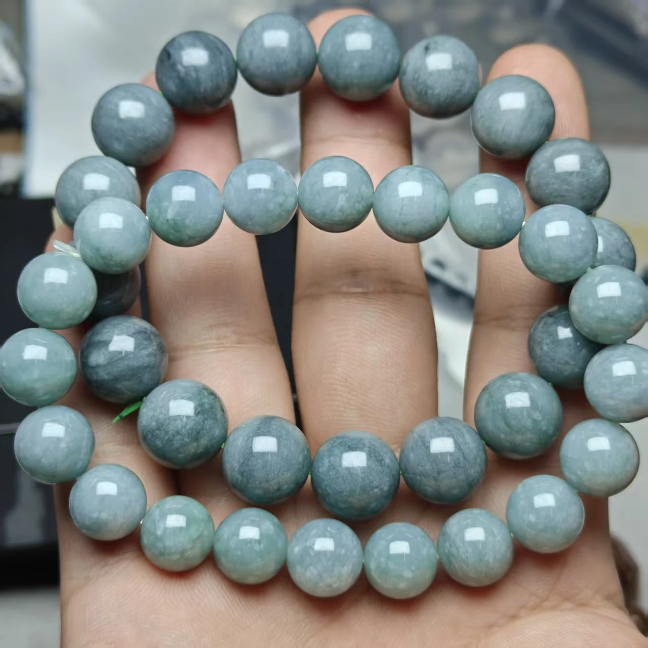 Xingyu natürliche AAA Guatemala Jade glatte runde lose Perlen für die Schmuckherstellung, Design-Armband, elastisches Seil, handgefertigter Schmuck – Detail 2
