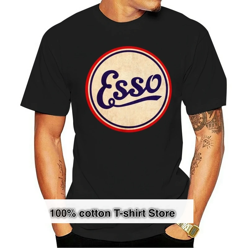 Esso T-shirt motor sport oil tee racer touring can vintage tee black Cool Casual  t shirt men Unisex New Fashion