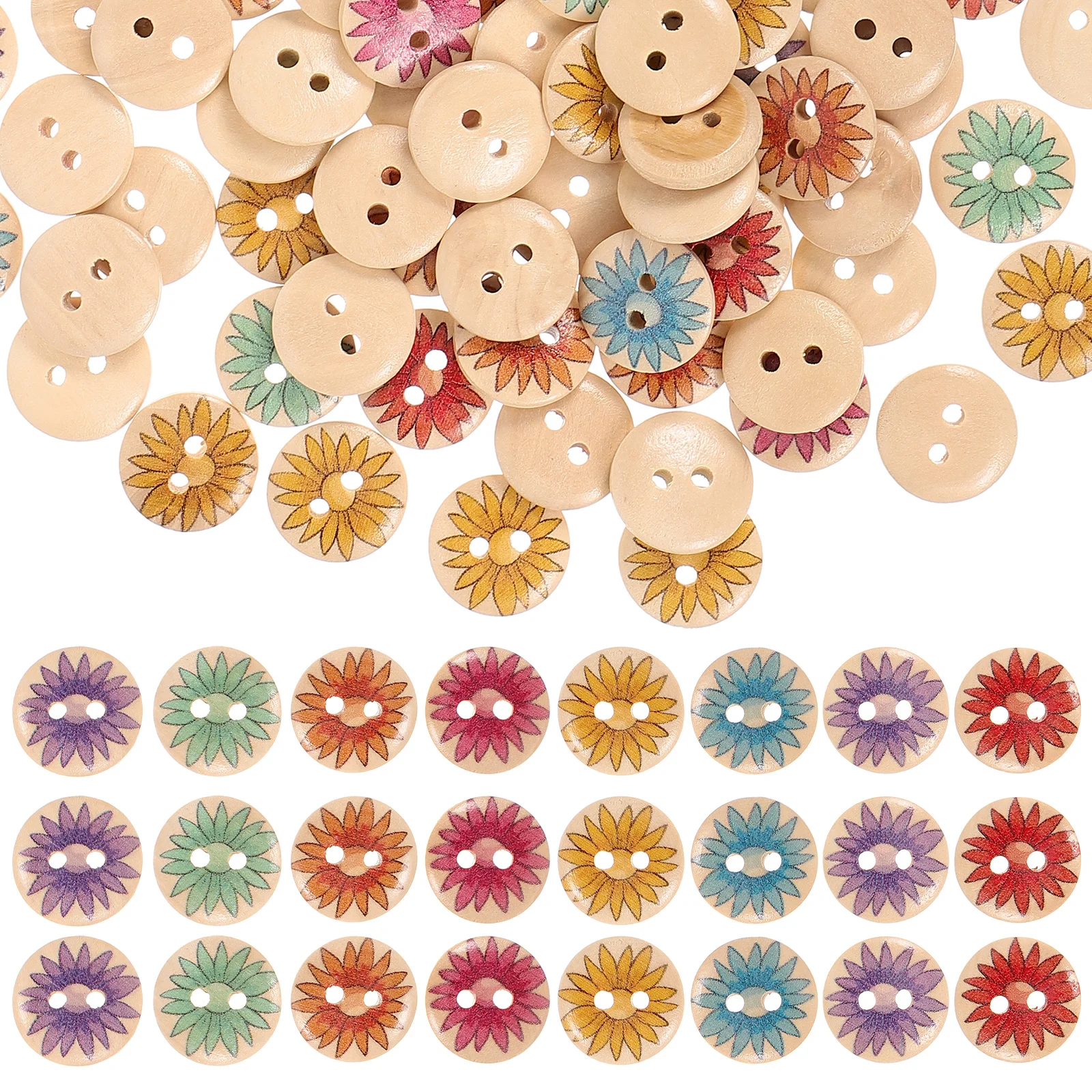 Chic Pattern Coat Buttons Multi-Function Vintage Wooden DIY Craft Buttons for Shirts Hats Suits Sweaters Clothing Replacement