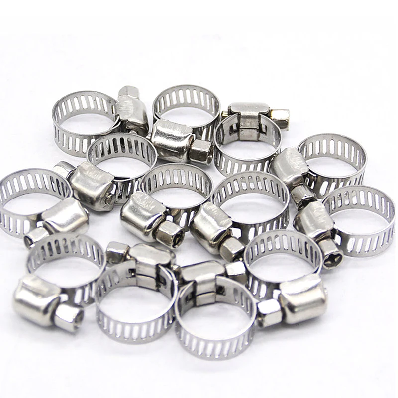 6mm-57mm Stainless Steel Mini Fuel Line Pipe Hose Clamp Clip Optional Size for Air Hose Water Pipe Fuel Hose Silicone