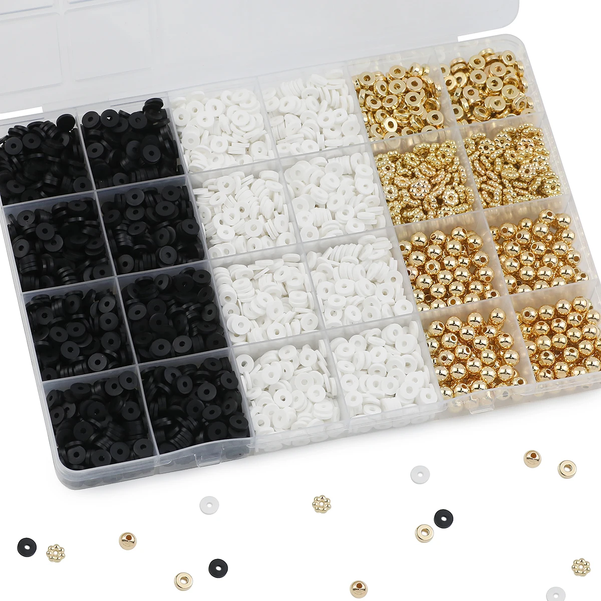 24 Grid Box 3000pcs Clay Interval Spacer Loose Beads For Girl DIY Jewelry Making Bracelet Necklaces Earring Accessories Supplies