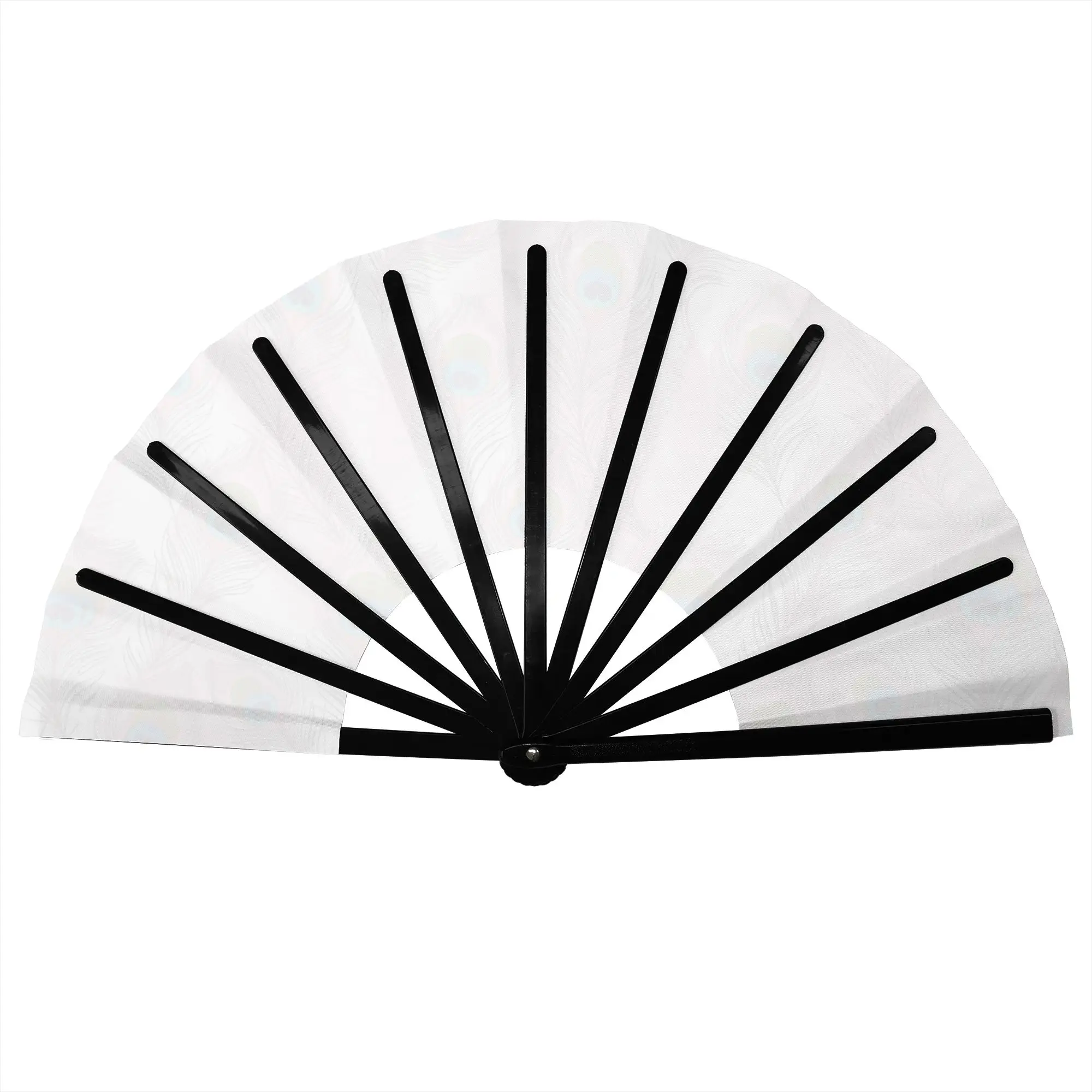 Customized Peacock Feather Portable Pocket Fan Outdoor  Polyester Folding Fan Chinese Dance Handheld Cooling Fans