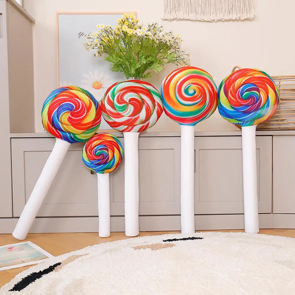 Lollipop Plush Doll Soft Skin-friendly Toy Candy Lollipop Plush Pillow Set Soft Stuffed Plushie Cute Throw Cushion for Sofa