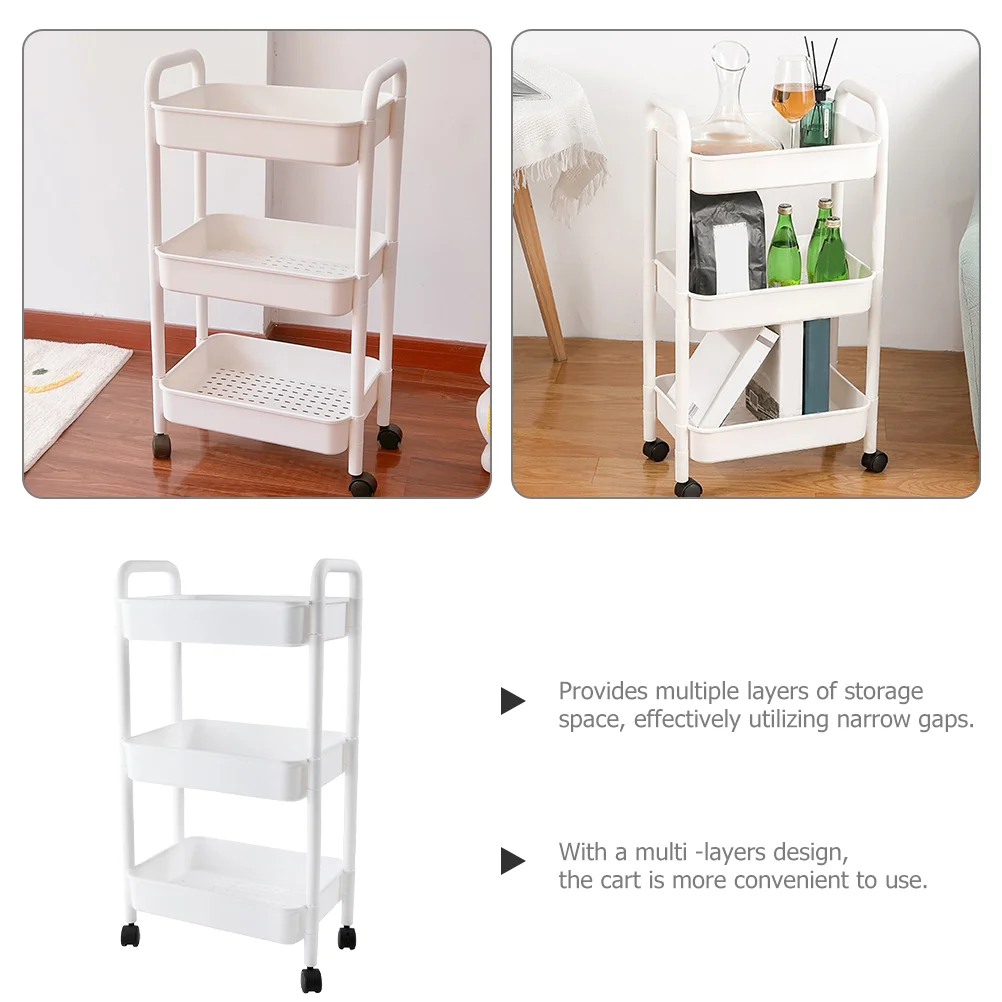 Plastic Movable with Handle Multi-Tier Rolling Cart Trolley Rolling Cart For Nursery Trolley Cart With Wheels Cart Organizer