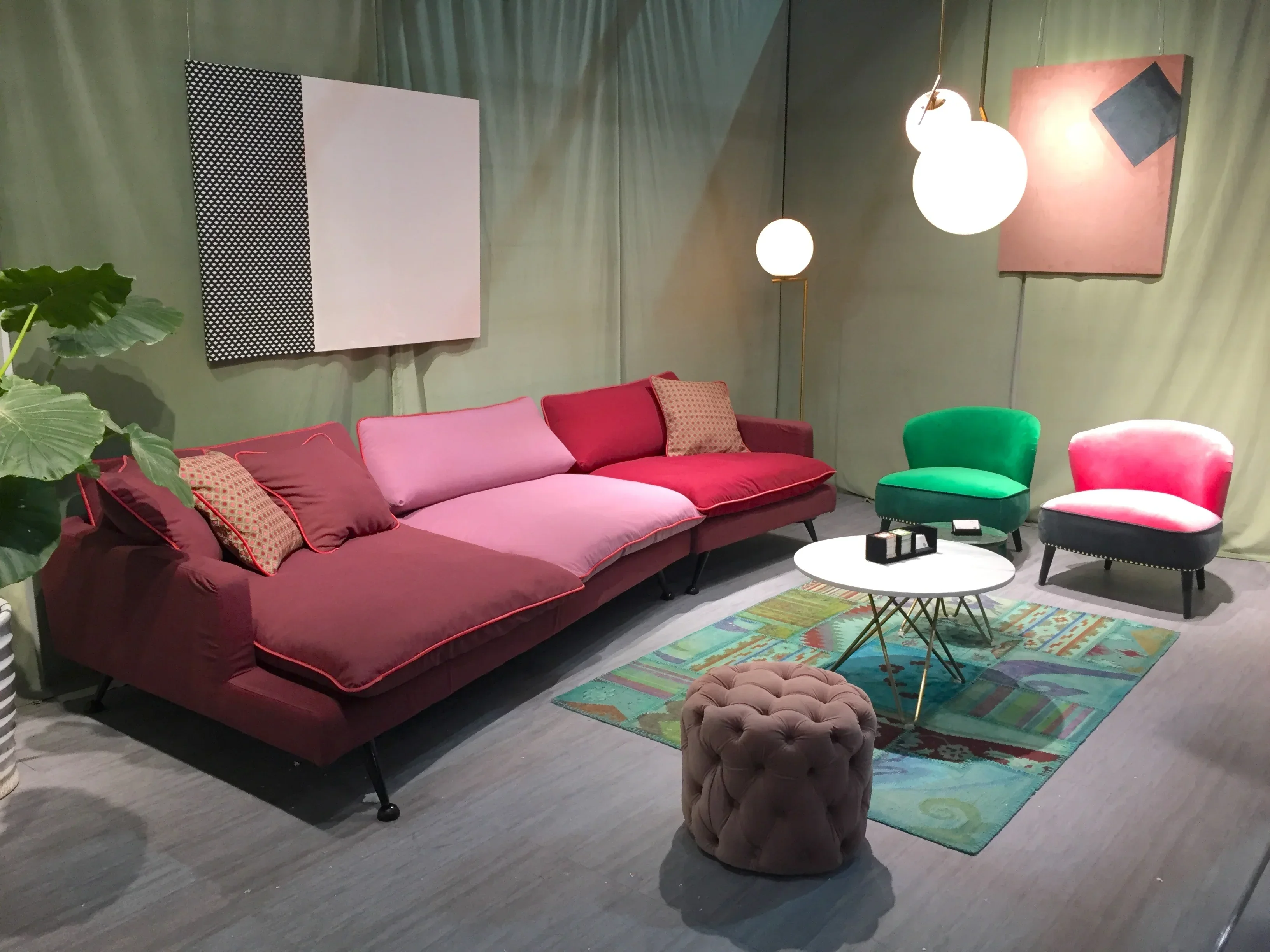 Italian art design simple modern living room model room cotton and linen down curved sofa