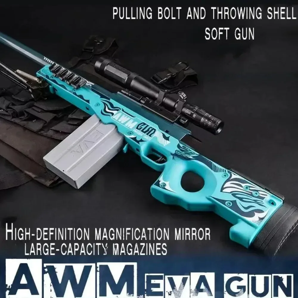 AWM Sniper Soft Bullet Toy Gun Manual Loading Shell Ejection Launcher Outdoor CS Game Shooting Toy Gift for Kids Adults