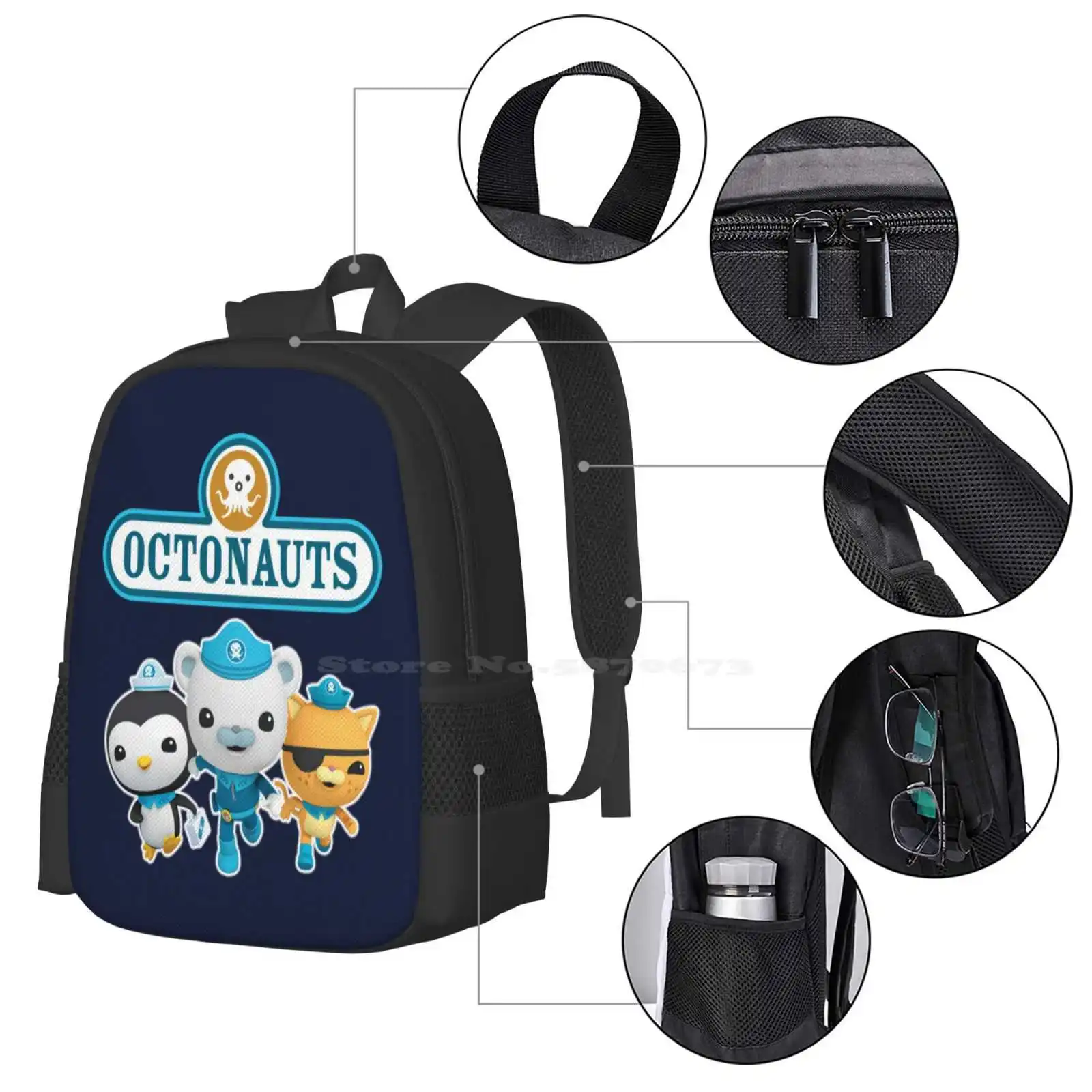 Cute Octonauts Fashion Pattern Design Travel Laptop School zaino Bag Octonauts Logo ottonautights Captain Barnacles Pirate Cat