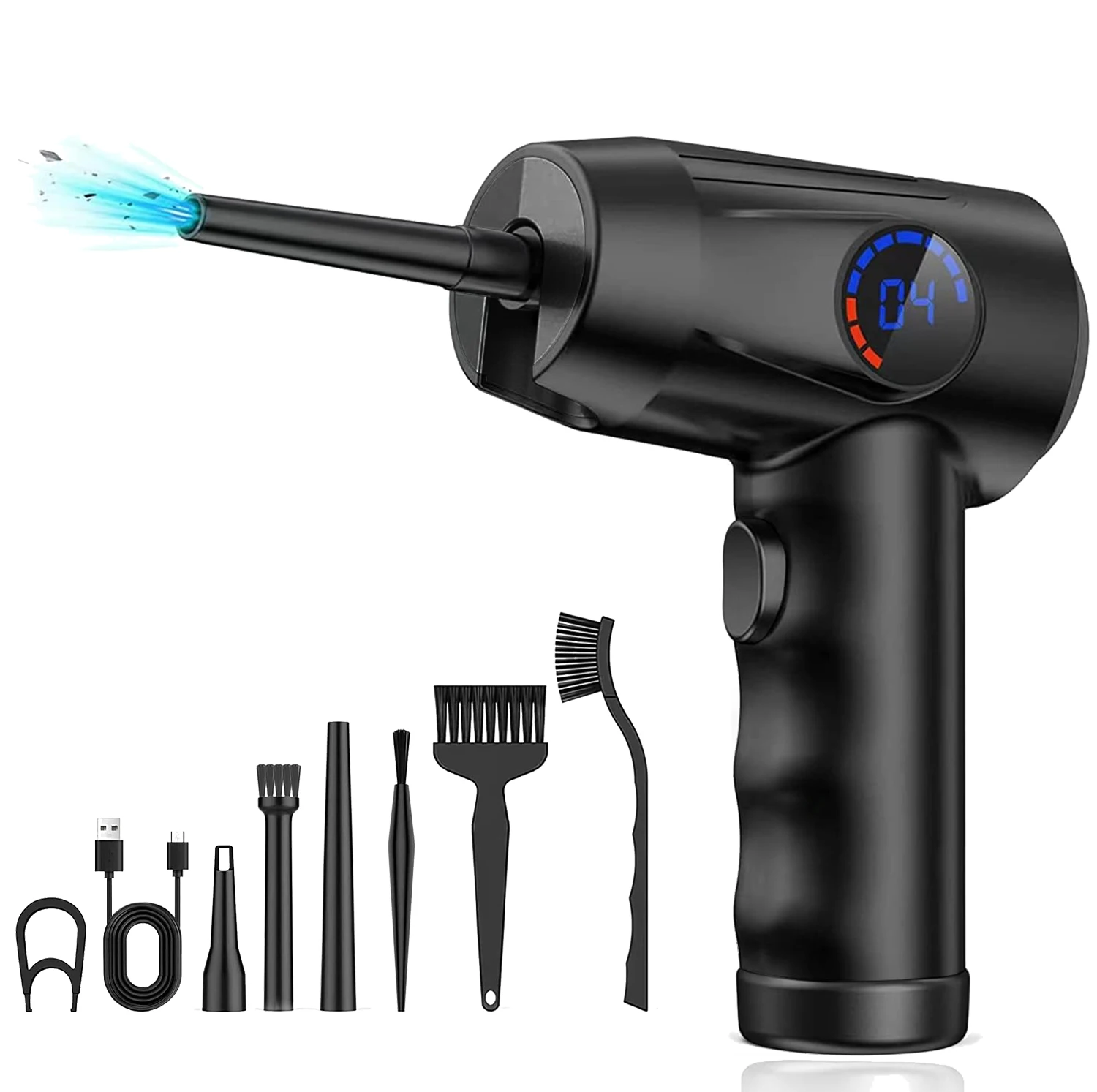 مسدس رش ضغط الهواء الكهربائي اللاسلكي متعدد الوظائف مع شاشة عرض كبيرة 4 سرعات لإزالة الغبار وضخ الهواء #1