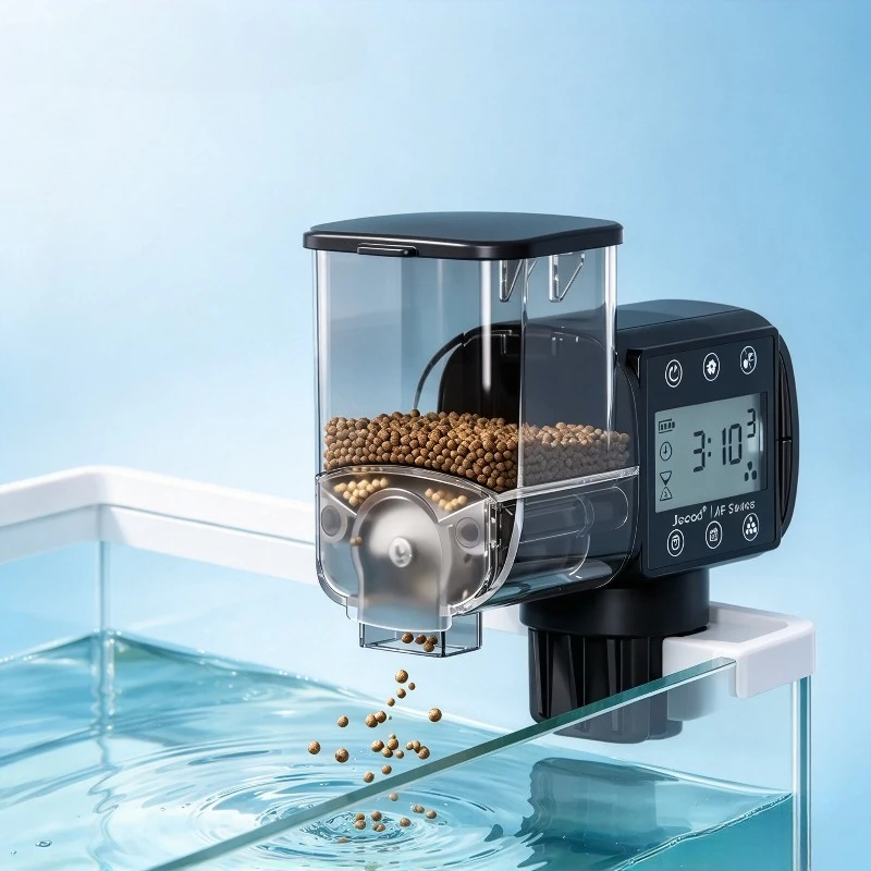 Comedero automático inteligente para peces con temporizador digital, distribuidor de alimento para peces, herramienta fiable para alimentar peces en acuarios.
