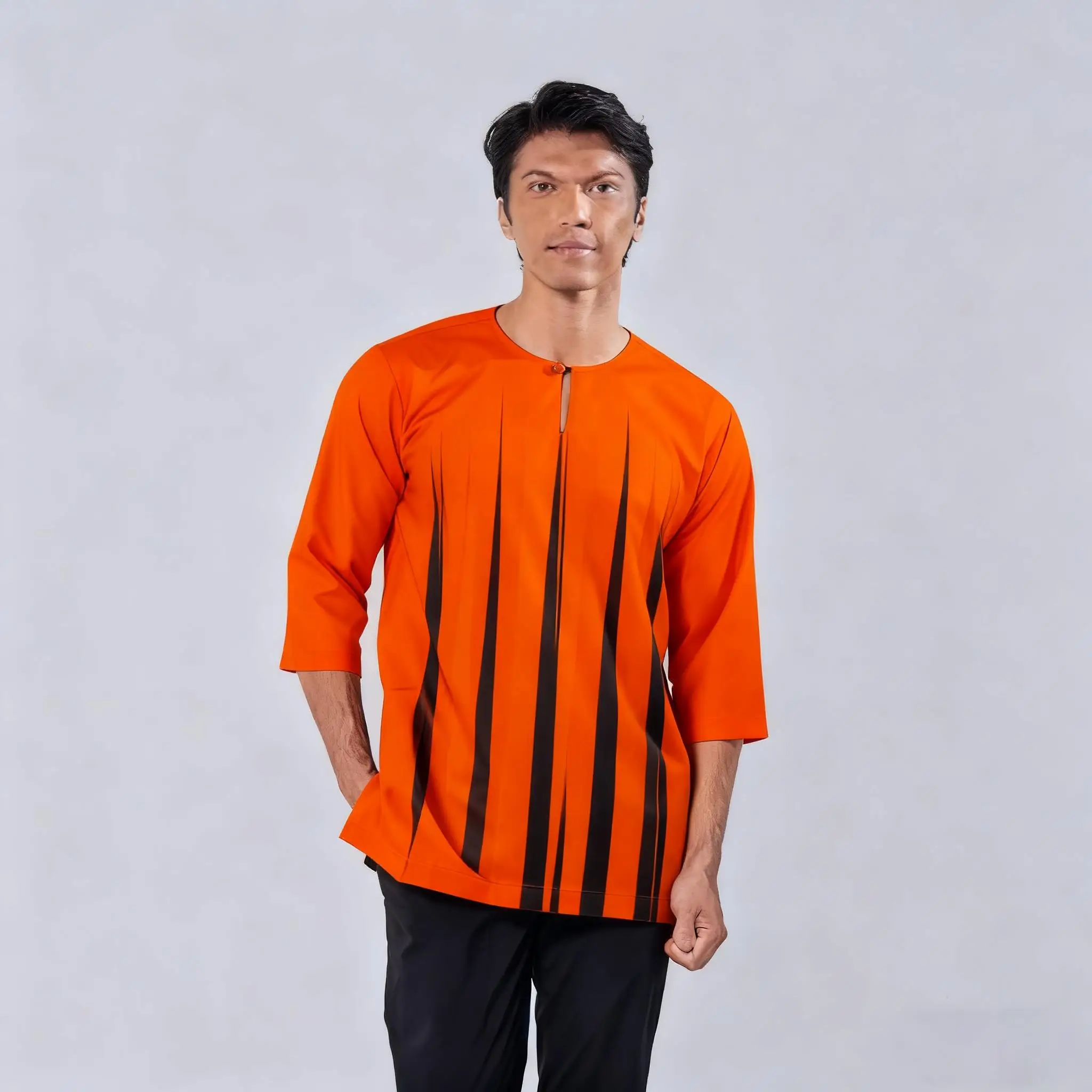 الرجال قميص مسلم فضفاض الربيع الوقوف قمصان عادية قفطان قصيرة الأكمام Thobe مسلم تي شيرت الملابس الملابس الإسلامية للرجل #1