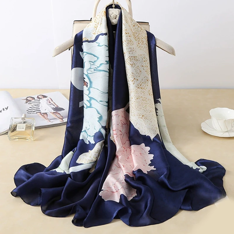 Luxury Brand Women Silk Scarf Beach Shawl Summer Wrap Designer Scarves Female Pareo Foulard Stoles Bandanna Ladies Muffler