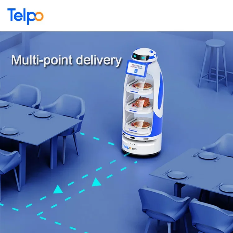 Telpo R55 intelligent AI self driving autonomous meal auto food delivery robot restaurant