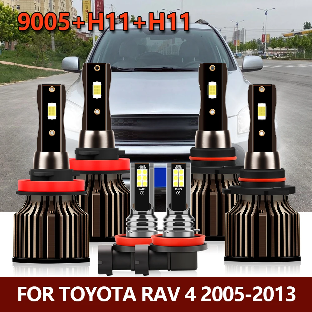 

6x LED 20000LM Headlight 9005/HB3 H11 Lamp Fog Light Bulb 12V For Toyota RAV 4 RAV4 2005 2006 2007 2008 2009 2010 2011 2012 2013