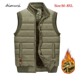 DIMUSI Mens Jacket gilet senza maniche Winter Man Fleece Warm Vest cappotti uomo Stand Collar giacca a vento gilet imbottito abbigliamento 8XL