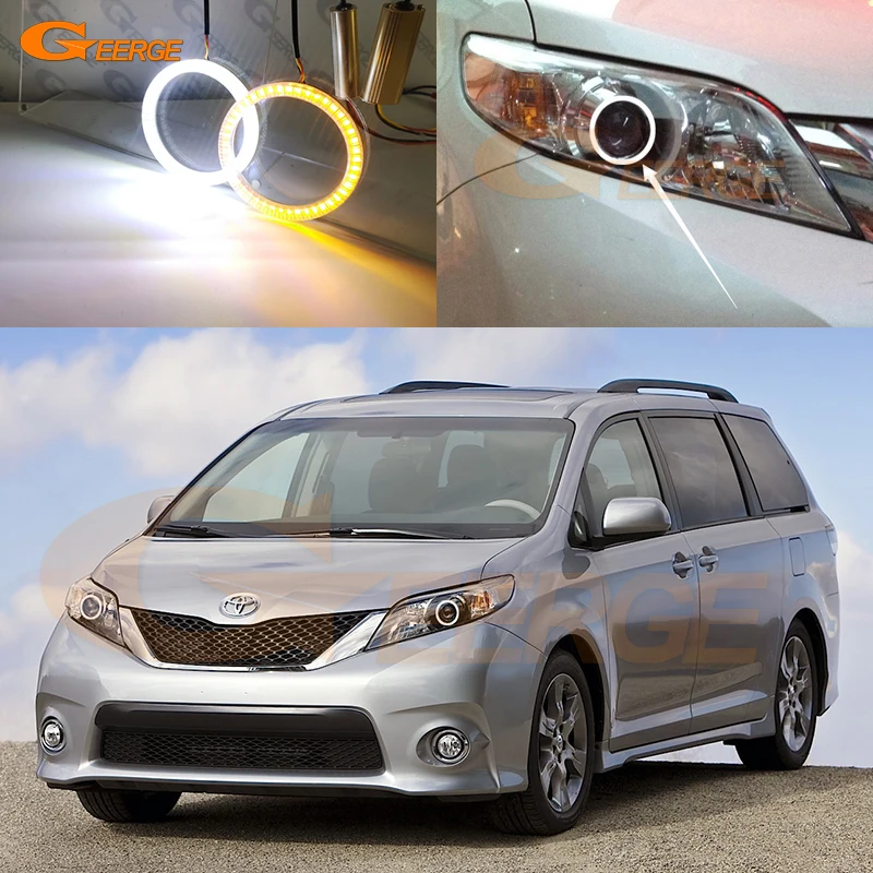

Для Toyota Sienna L3 2010 2011 2012 2013 2014 отличные ультра яркие A/W Switchback DRL указатель поворота светодиодные кольца ангельских глаз Halo