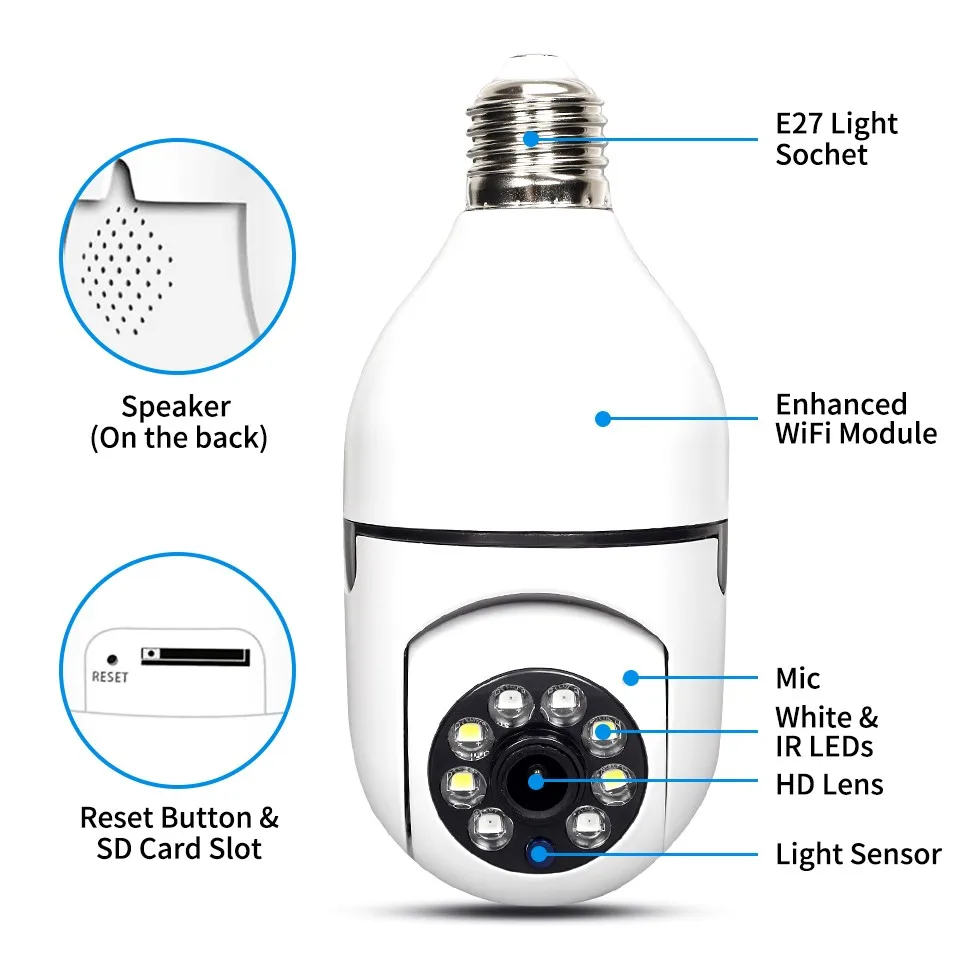 Mini Caméra de permission Intérieure Wifi 300000 Pixels, Dispositif de Sécurité avec Vision Nocturne, Audio et Vidéo pour Bébé et Animal de Compagnie