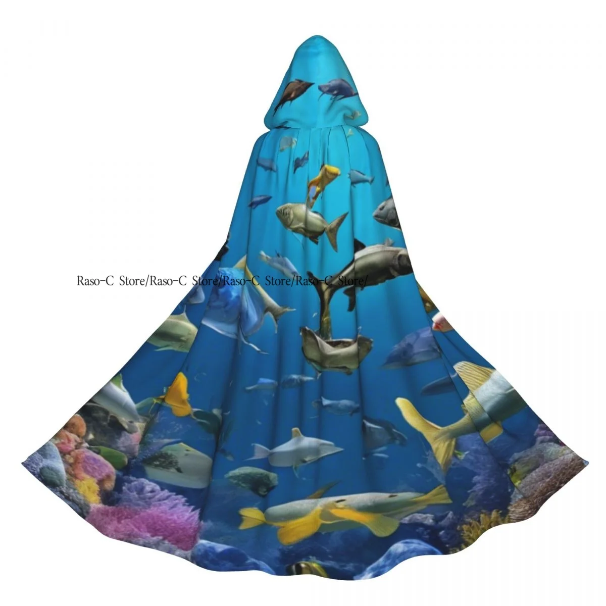 Océano submarino con pez ángel, mariposa, capa con capucha, poliéster, Unisex, capa de bruja, accesorio de disfraz