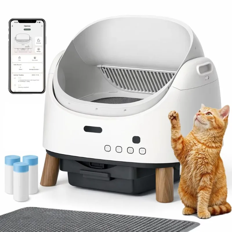 Extra Large Self Cleaning Litter Box for Multiple Cats Open-Top Odor-Free Electric Kitty Automatic Cat Toilet Safety Sensors