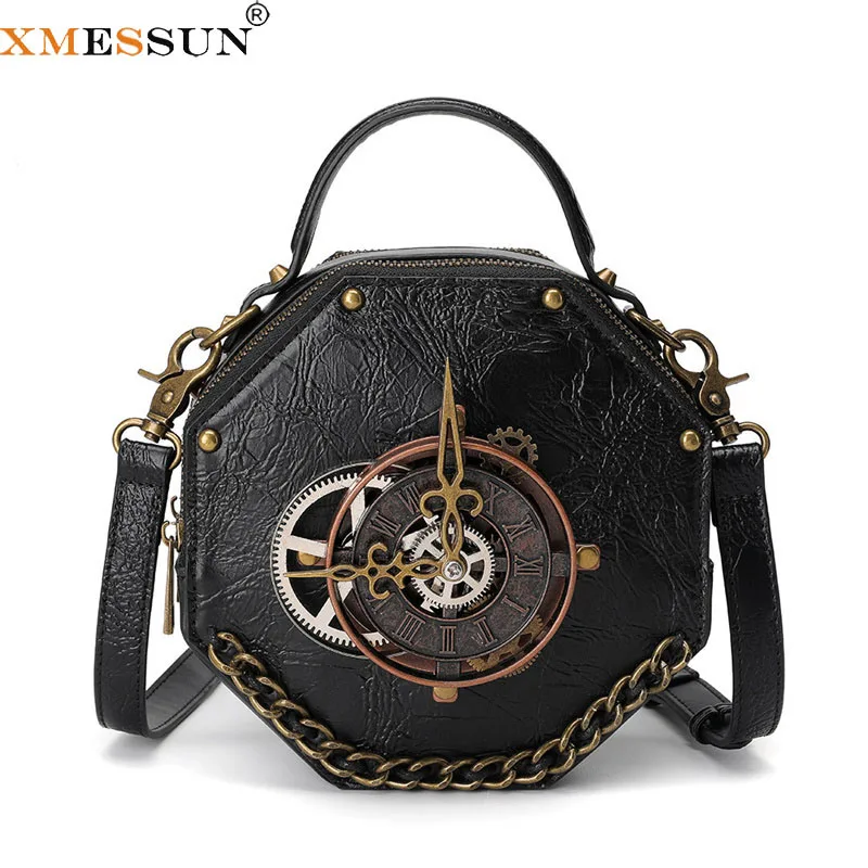 XMESSUN Women New Trendy Vintage Clock Bag,Europe and America Fashion Female Handbag PU Leather Casual Shoulder Crossbody Bag